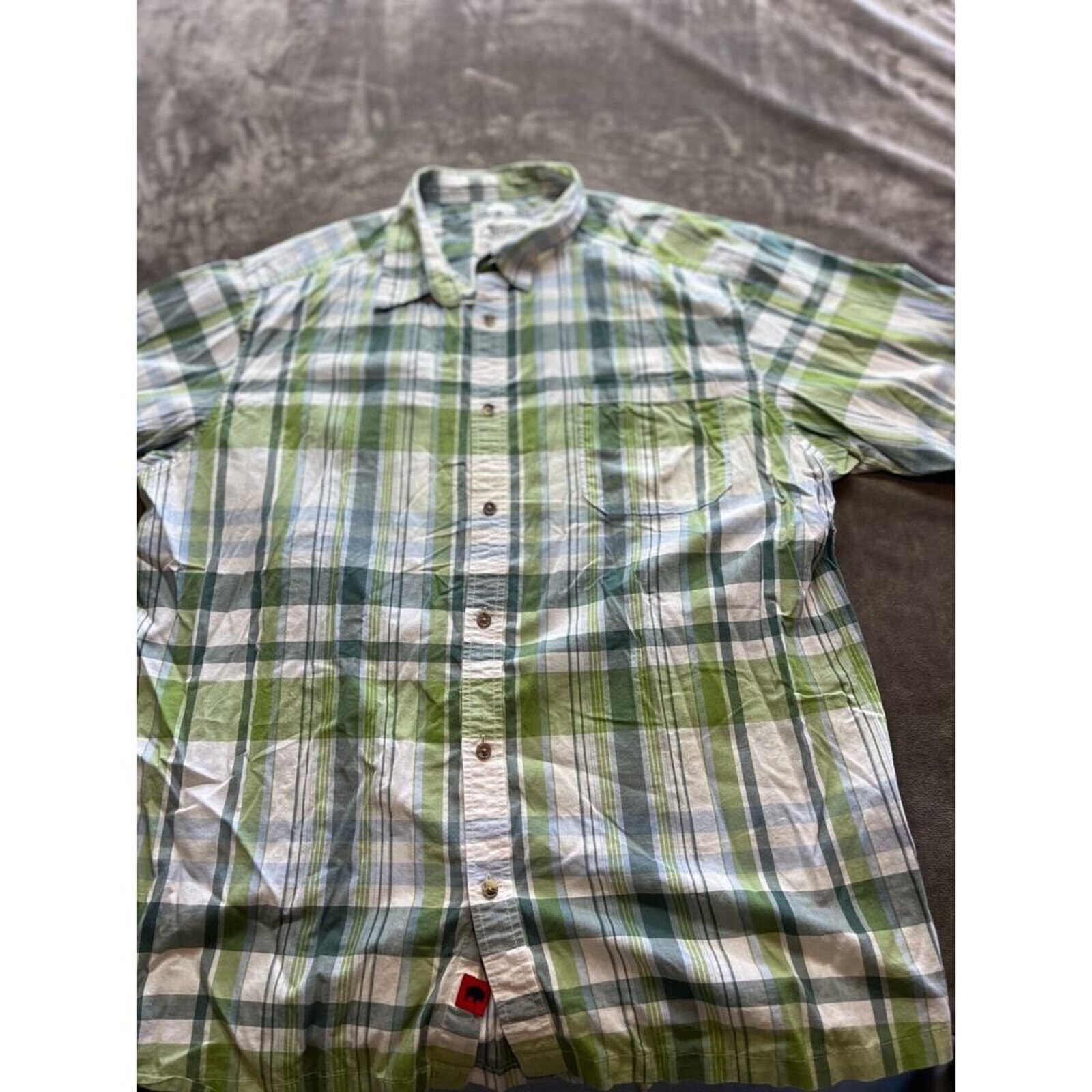 Mountain Khakis Shirt Mens Xl Green Plaid Button Up Short Sleeve Casual